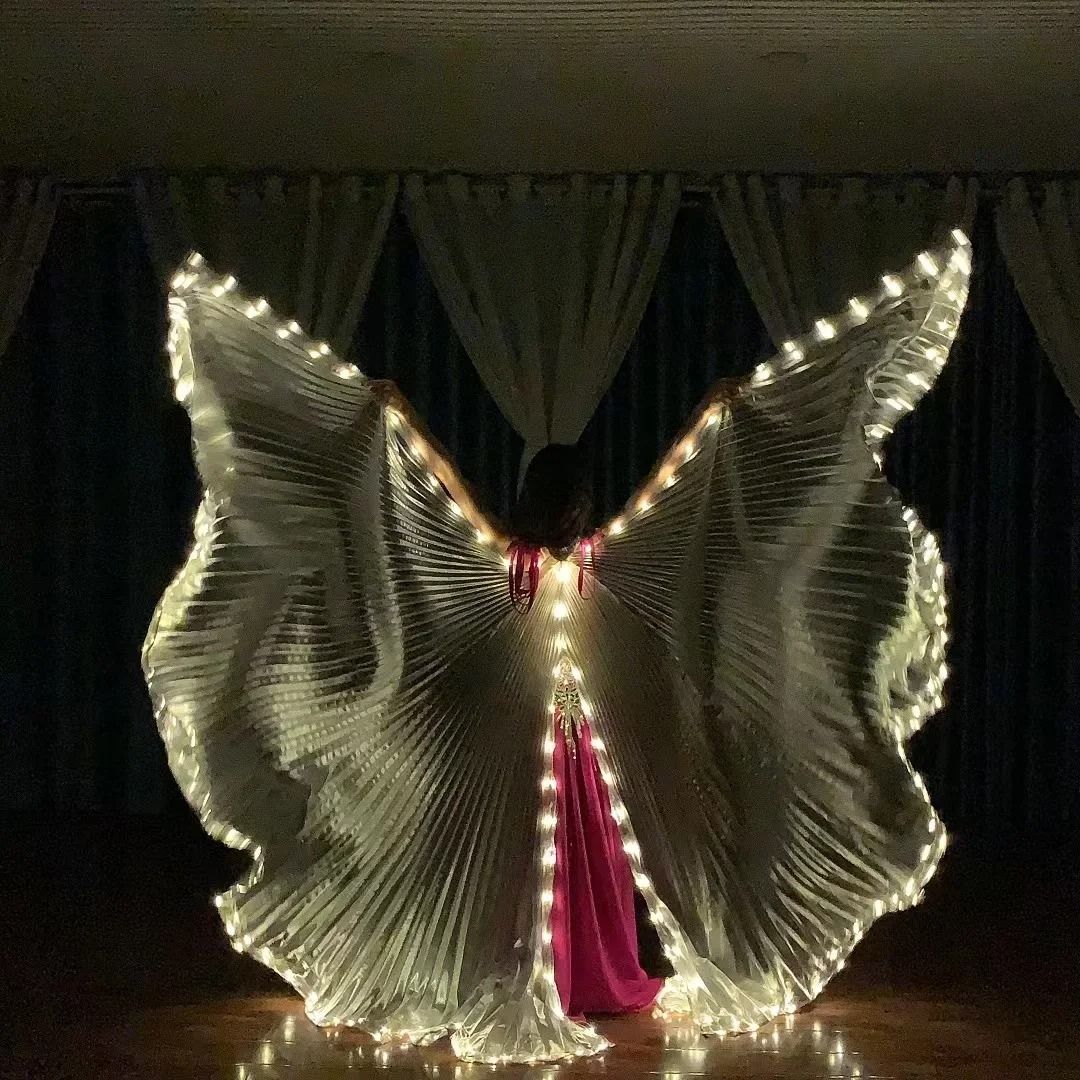 Belly Dance LED Isis Wings Fluorescent Butterfly Performance Costume yellow 1