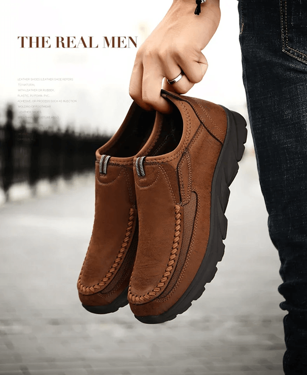 Mens Casual Loafers Breathable Handmade Retro Sneakers 9.5 black