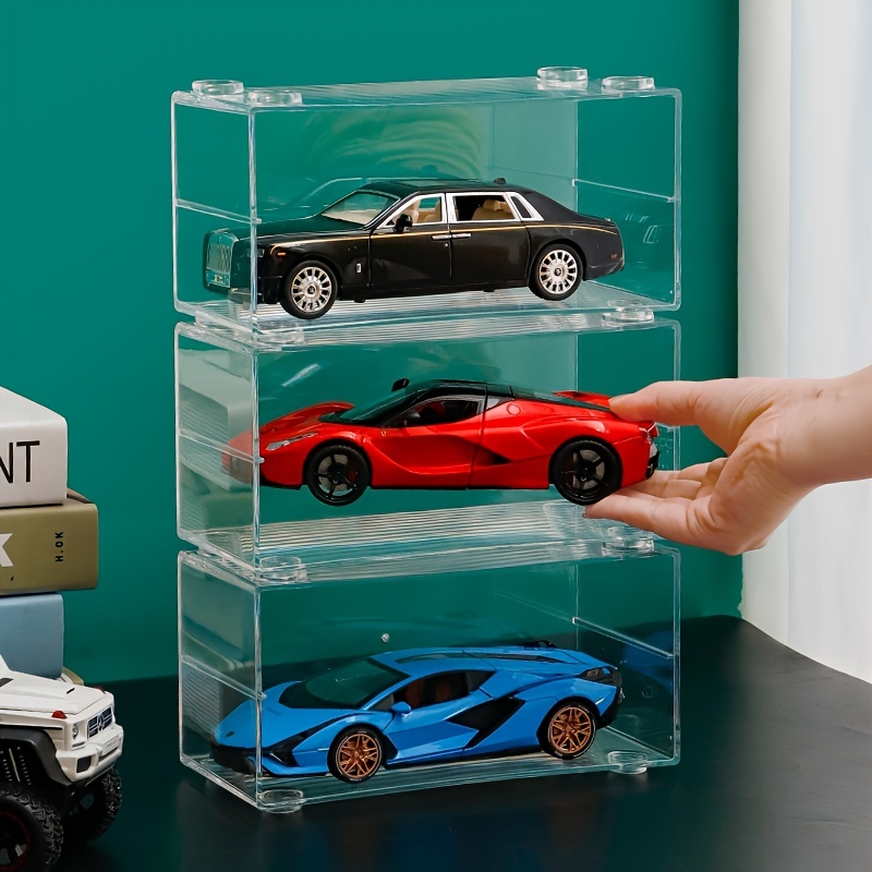 Car Model Display Box, Transparent Stackable Storage Rack For Diecast Cars Model Storage Cabinet With Clear View Car Model Display Box, Transparent Stackable Storage Rack For Diecast Cars Model Storage Cabinet With Clear View