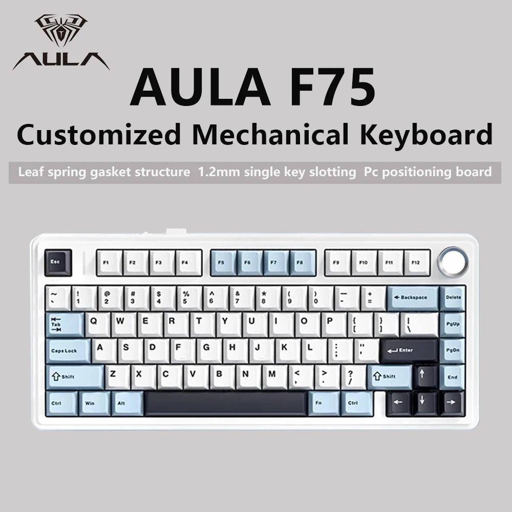 AULA F75 Wireless Mechanical Gaming Keyboard white Switch purple And White