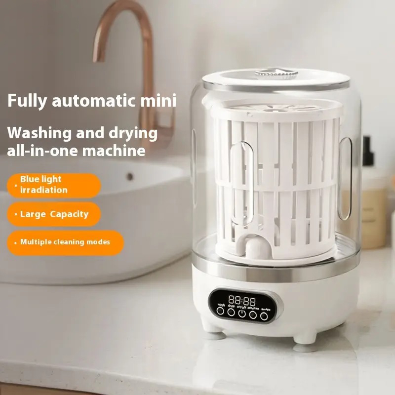 Portable Mini Washing Machine, USB Charging, Automatic Wash And Dehydrate, No Plug In, No Assembly Needed white