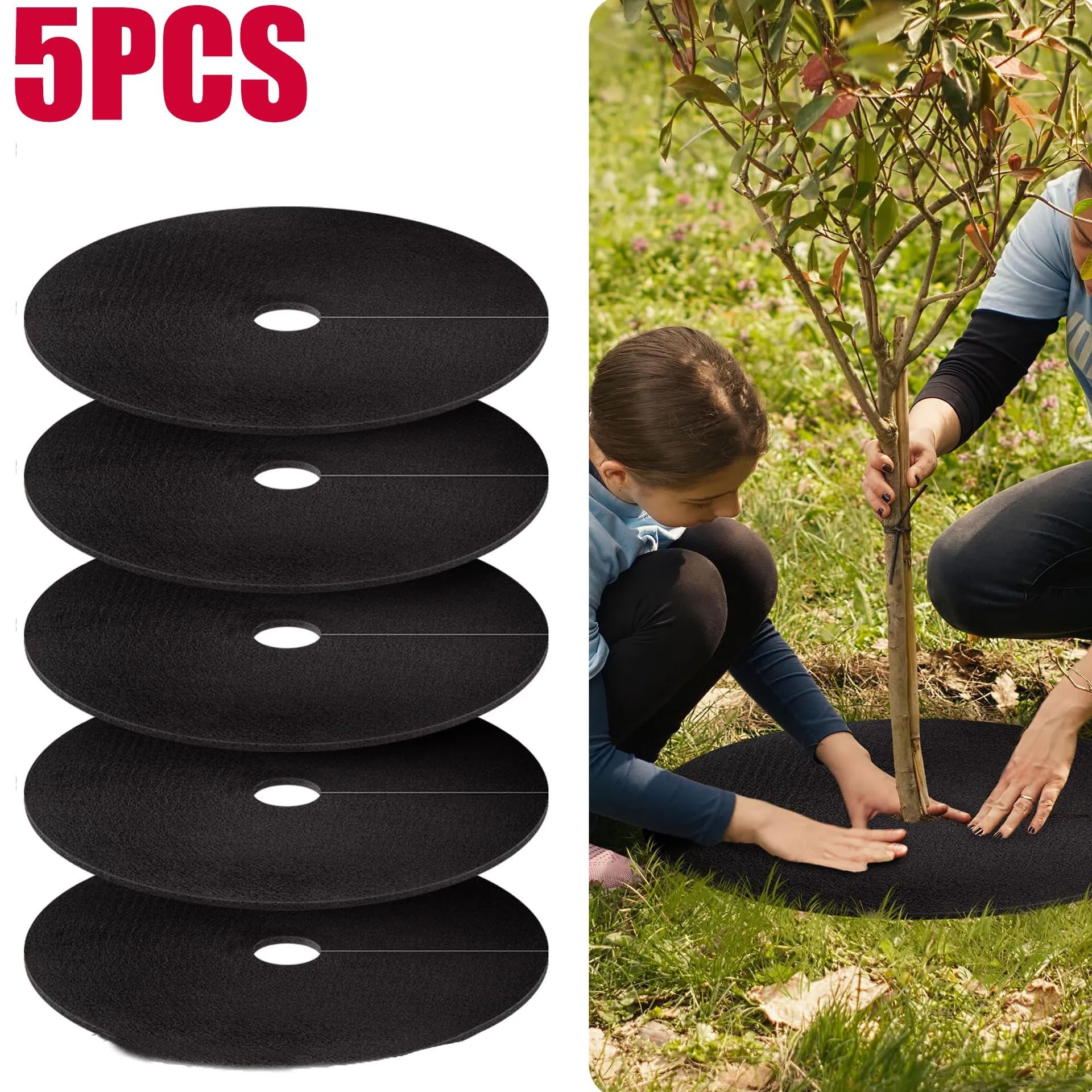 Reusable Non Woven Tree Mulch Ring For Weed Control And Root Protection 32cm 5pcs
