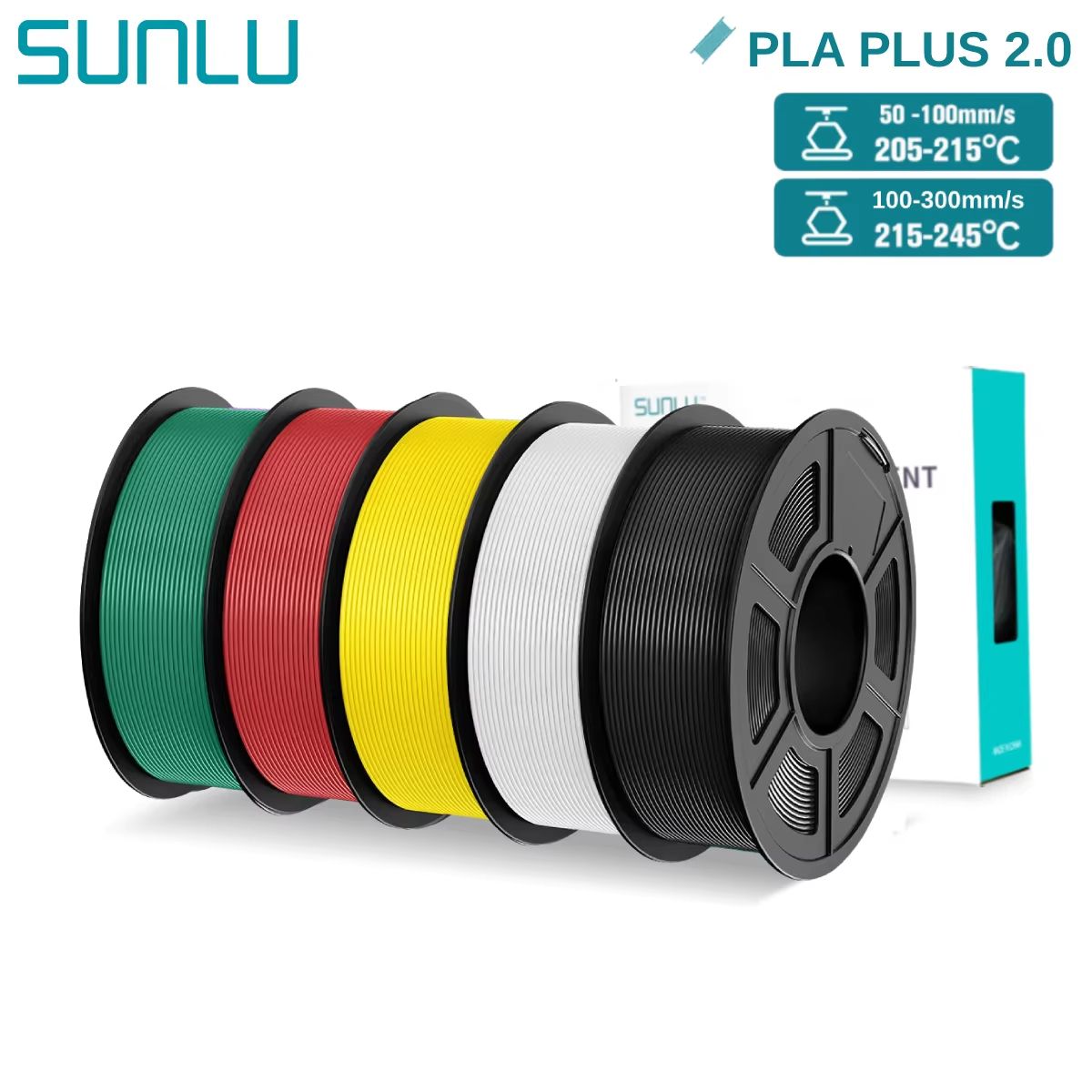 SUNLU PLA+ 3D Printing Filament 5KG Colorful FDM Filament Spool, 1.75mm Upgrade 2red 3yellow