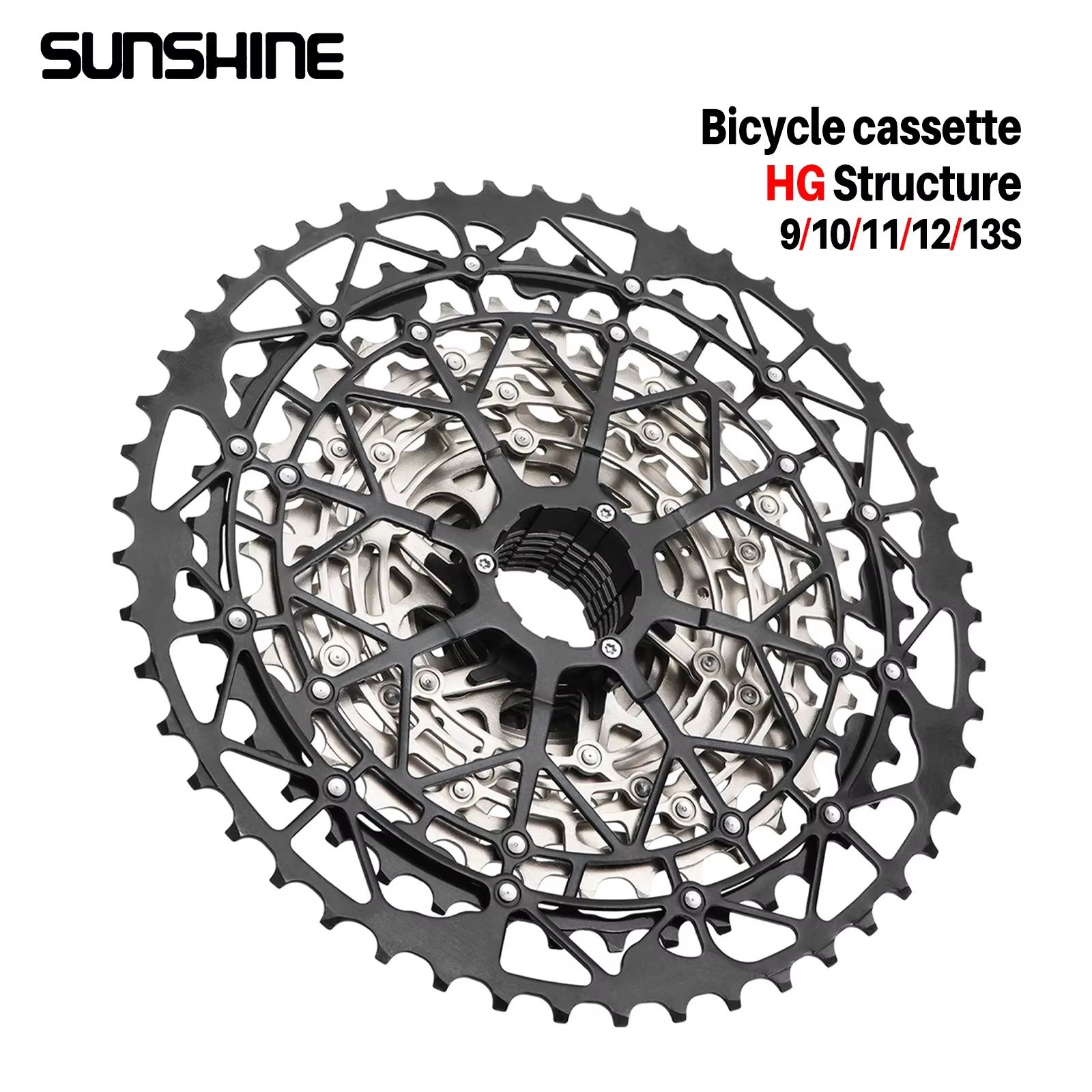 SUNSHINE Ultralight HG Carbon Steel Cassette (9 13 Speed) Performance Drivetrain Upgrade 13 Speed 11t 48t
