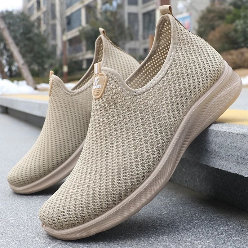 Mens Woven Knitted Running Shoes Lightweight Breathable Non Slip Casual Sports Sneakers us 10 khaki