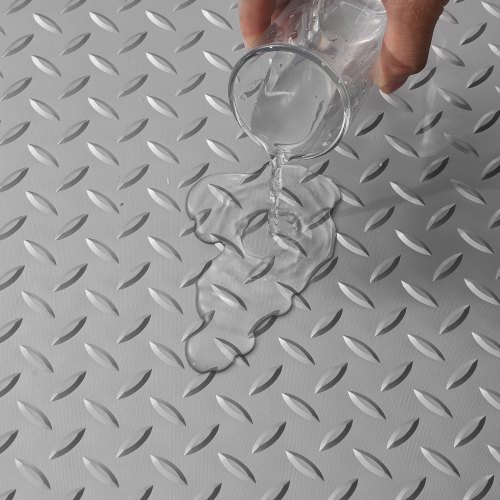 4.9x13ft Garage Floor Mat, Heavy Duty Anti Slide Vinyl Flooring Roll, Diamond Texture Silver Garage Mat For Under Car 4.9x13ft Garage Floor Mat, Heavy Duty Anti Slide Vinyl Flooring Roll, Diamond Texture Silver Garage Mat For Under Car