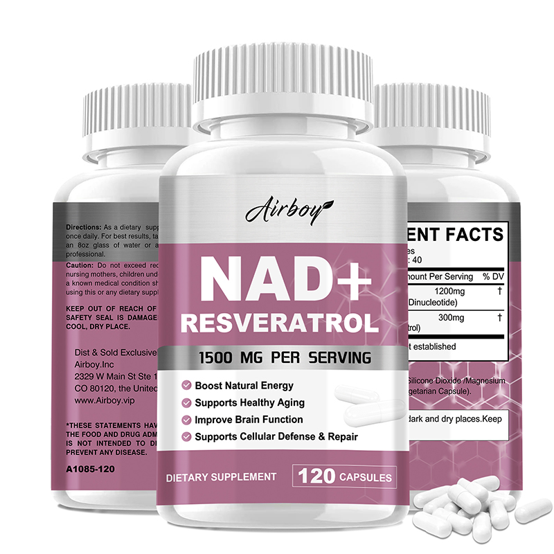 NAD+ Resveratrol Supplement, Pure Anti Aging Pills For Cellular Health, Natural Energy & Immune Support 120 Capsules