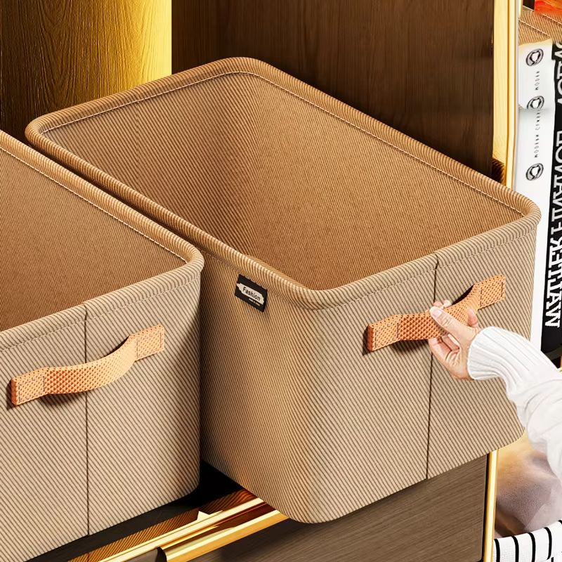 Thickened Clothes Organizer Box Wardrobe Storage Solution For Jeans, Pants, Sweaters & Drawers khaki L 1pc