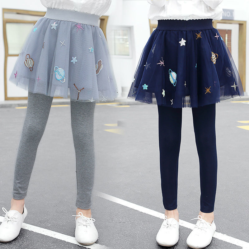 New Spring Autumn Skirt Leggings Girls Kids Casual Pants Comfortable Cute Baby Clothes Children Clothing Dress Up blue height 150 160cm