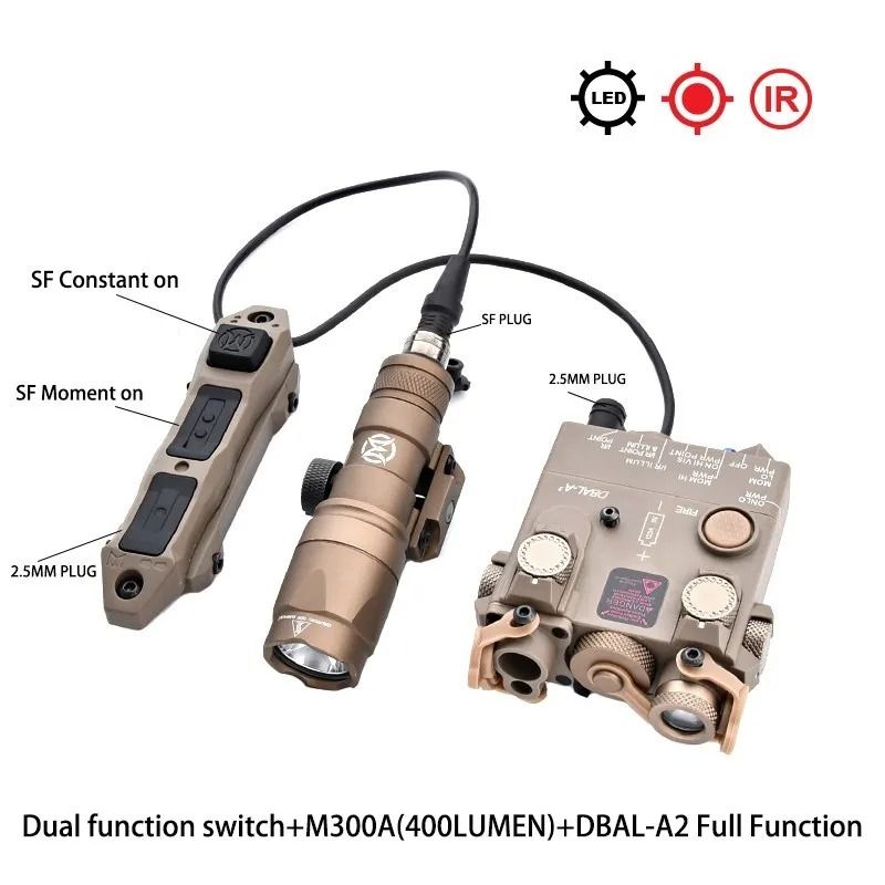 Tactical Laser And LED Flashlight With Multi Color Red Green Blue And IR Options For Outdoor Training And Airsoft green Ir Dbal Bk