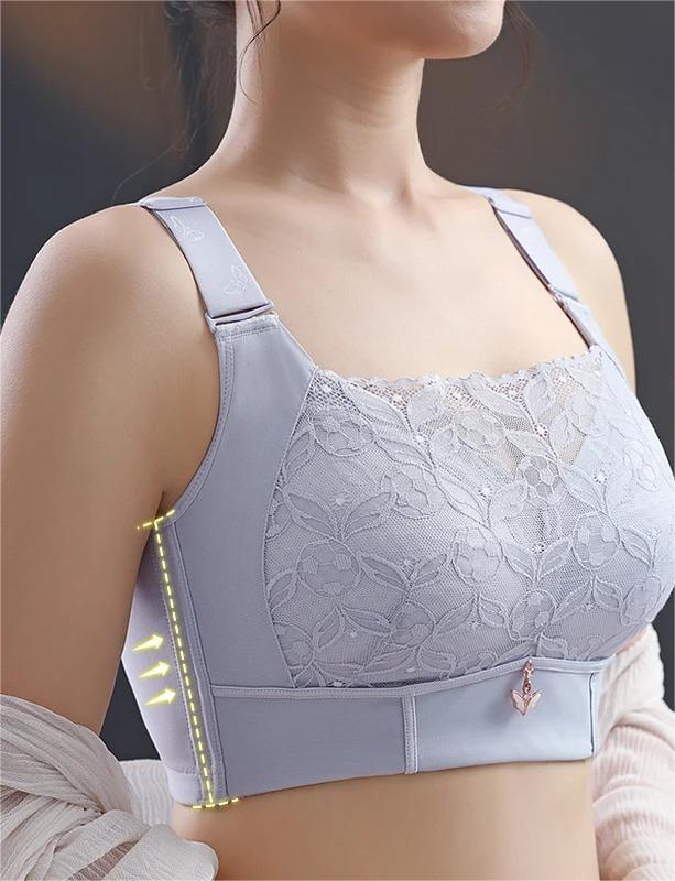 Womens Full Coverage Lace Bra Wirefree Plus Size Comfort black d 110