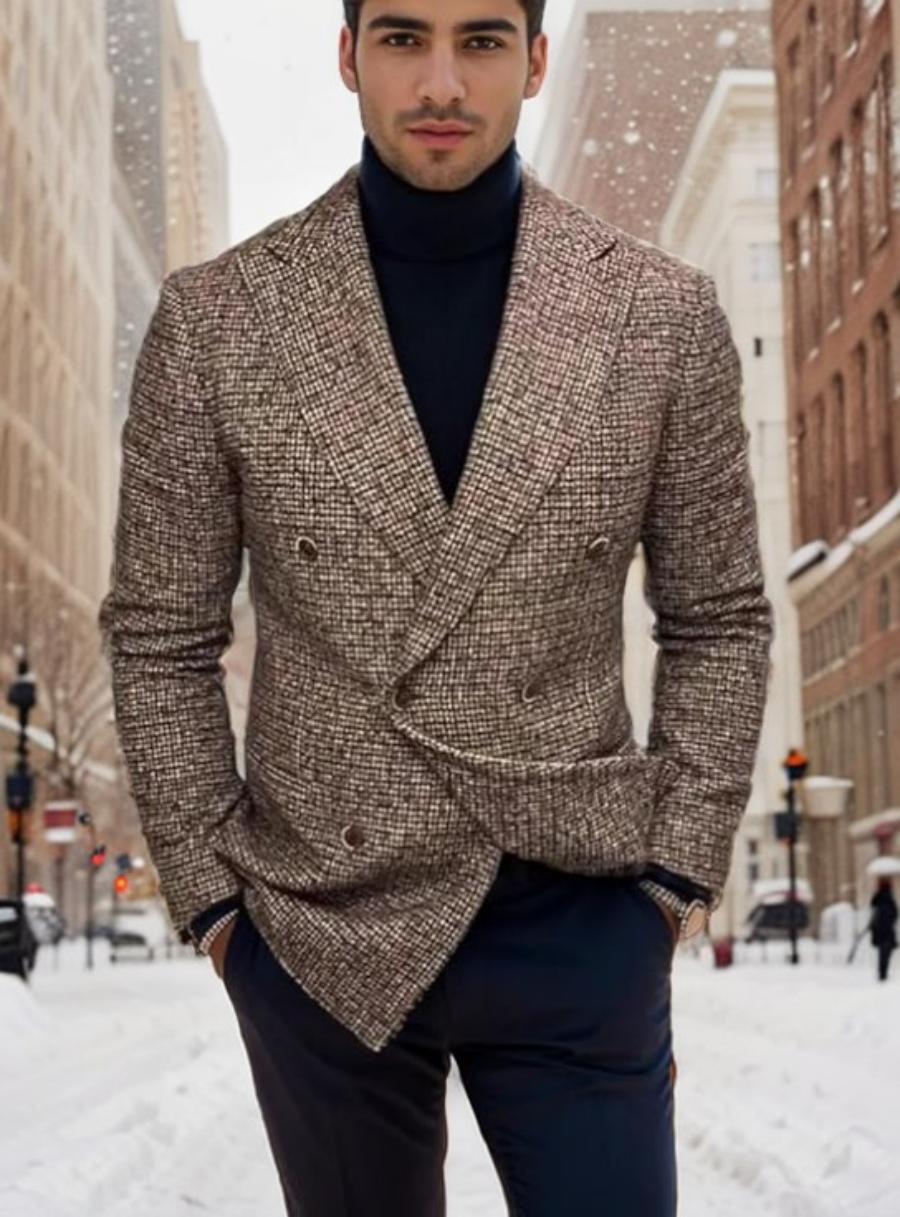 Modern Slim Fit Blazer For Men, Versatile Sport Coat, Casual Business Suit Jacket, Comfortable And Breathable brown m