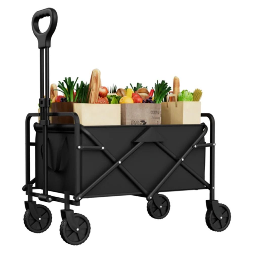 Foldable Garden Wagon Cart Portable Camping Utility Trolley black 01