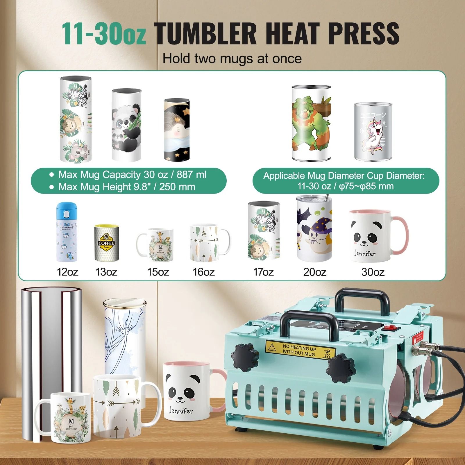 Professional Tumbler Heat Press Machine With Dual Station Heaters green A 19.6 Lbs