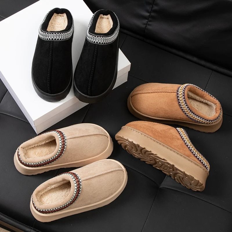 Winter Plush Women Slippers Anti Slip Thick Sole Warm Indoor Outdoor 7 black
