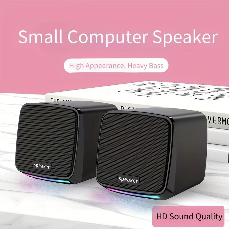 Mini USB Computer Speakers With Stereo Sound And Colorful Lights Portable AUX in 6W Desktop Speaker For Laptop And PC 1078 speaker