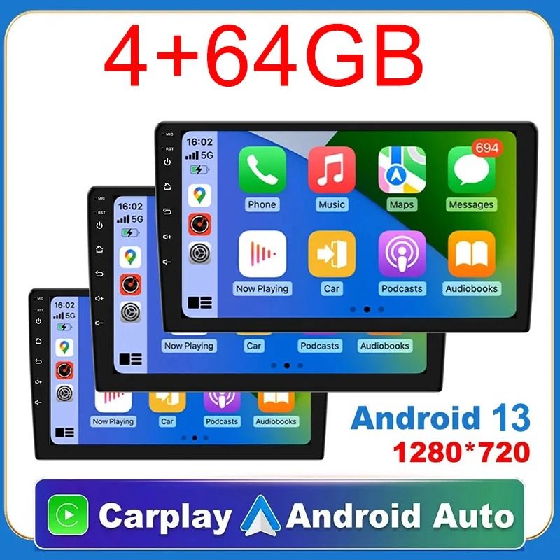 7 9 10 Inch Universal Android 13 2 Din Car Stereo With Carplay Android Auto Bluetooth GPS Navigation 9 In 4 Gb + 64 Gb
