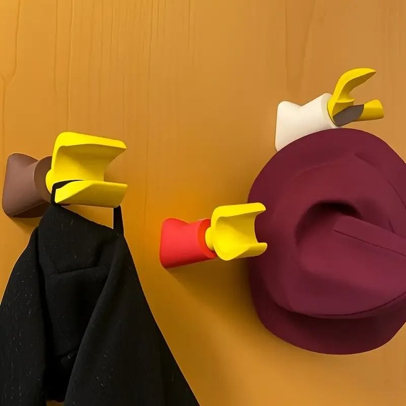Creative 3D Printed Wall Hook No Drill Storage Hook black yellow