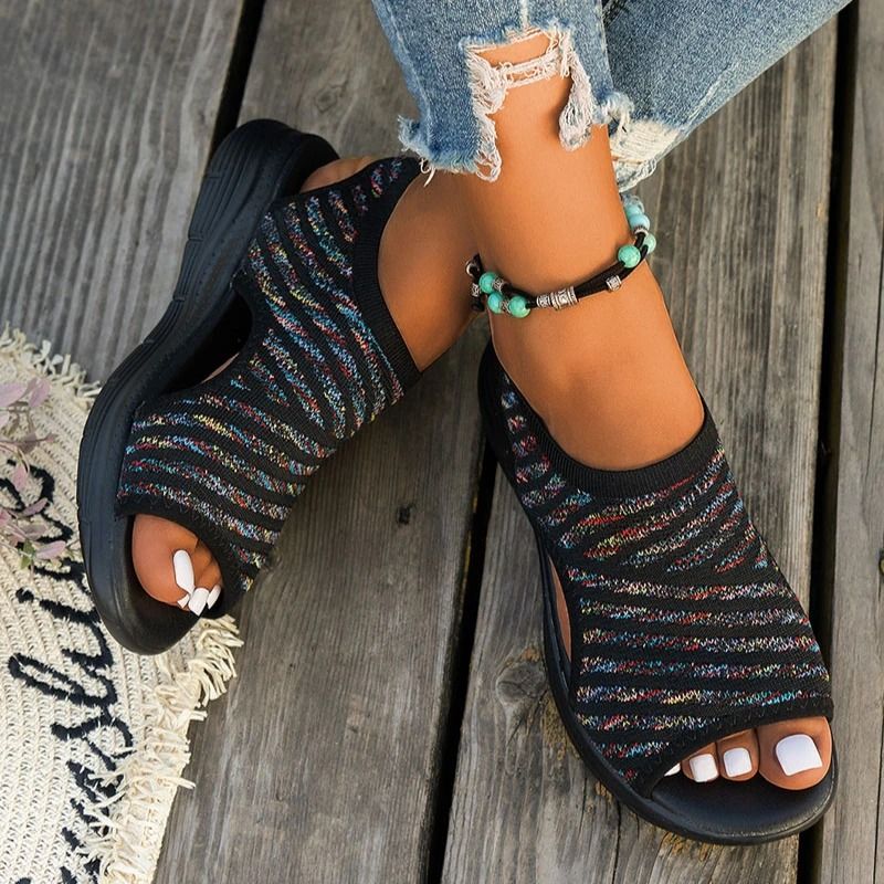 Plus Size Mesh Platform Sandals For Women Lightweight Open Toe Wedge Summer Shoes For Casual Walking Or Sporty Comfort us 6 blue