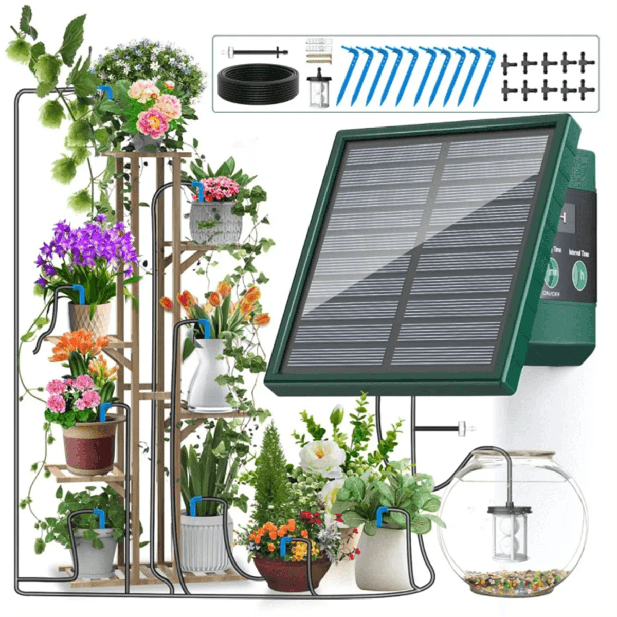 Solar Powered Automatic Drip Irrigation System For Garden And Balcony Solar Powered Automatic Drip Irrigation System For Garden And Balcony