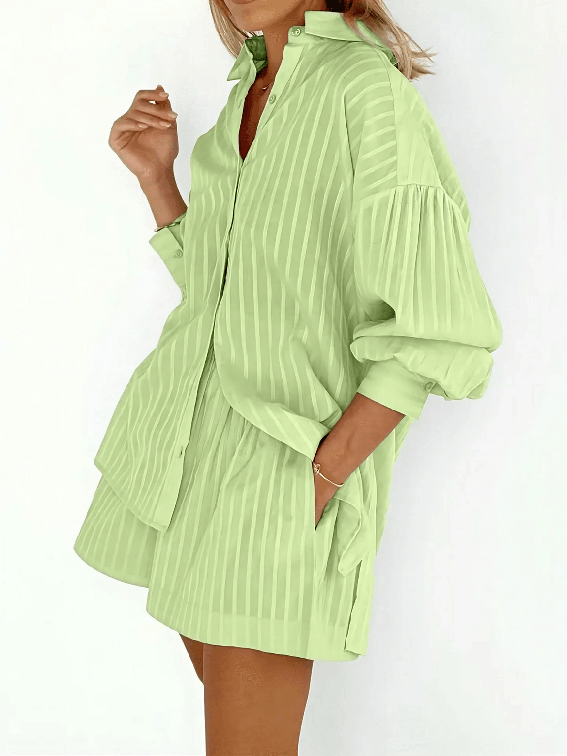 Womens Cotton Two Piece Set With Long Sleeve Shirt And Shorts xl white