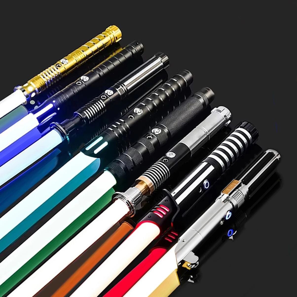 RGB Color Changing Metal Lightsaber With Flash Sound Effects And Smooth Swing type 8 Black Rgb