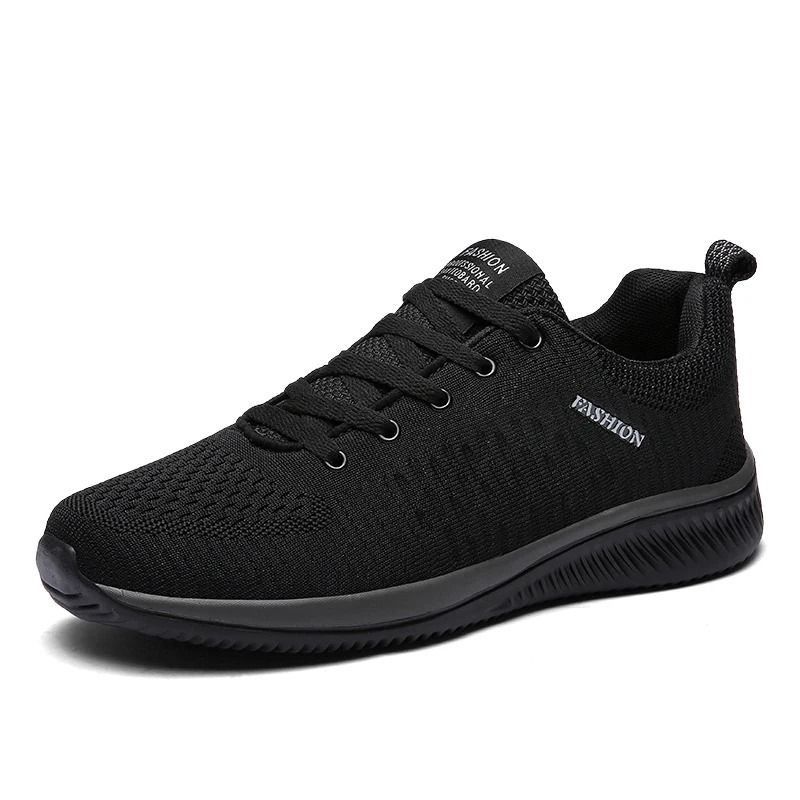Breathable Mesh Sneakers For Men Lightweight Summer Walking Shoes black Grey 8