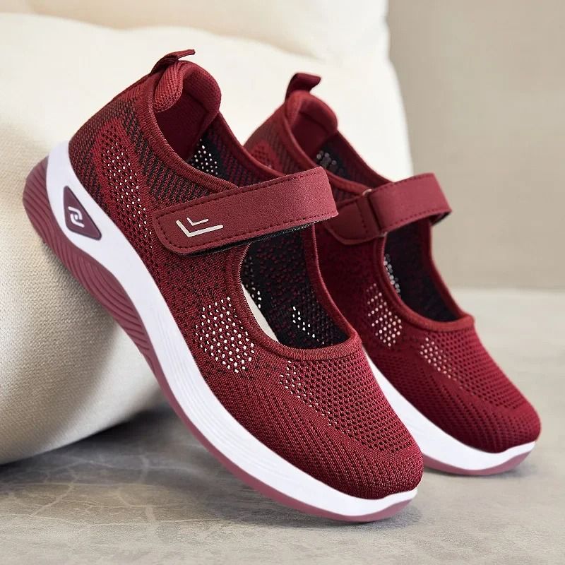 Women Running Sneakers Breathable Mesh Casual Wedge Platform Shoes us 9 light Gray