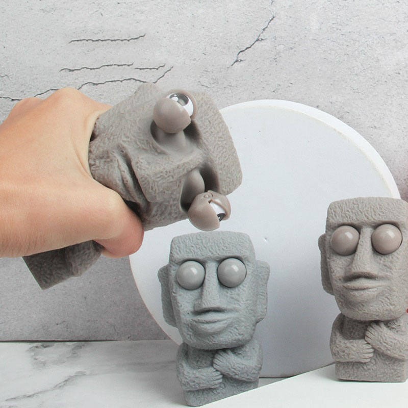 Moai Statue Stress Toy, Slow Rebound Stone Man Squeeze Toy For Anxiety Relief With Funny Interested Expression Moai Statue Stress Toy, Slow Rebound Stone Man Squeeze Toy For Anxiety Relief With Funny Interested Expression