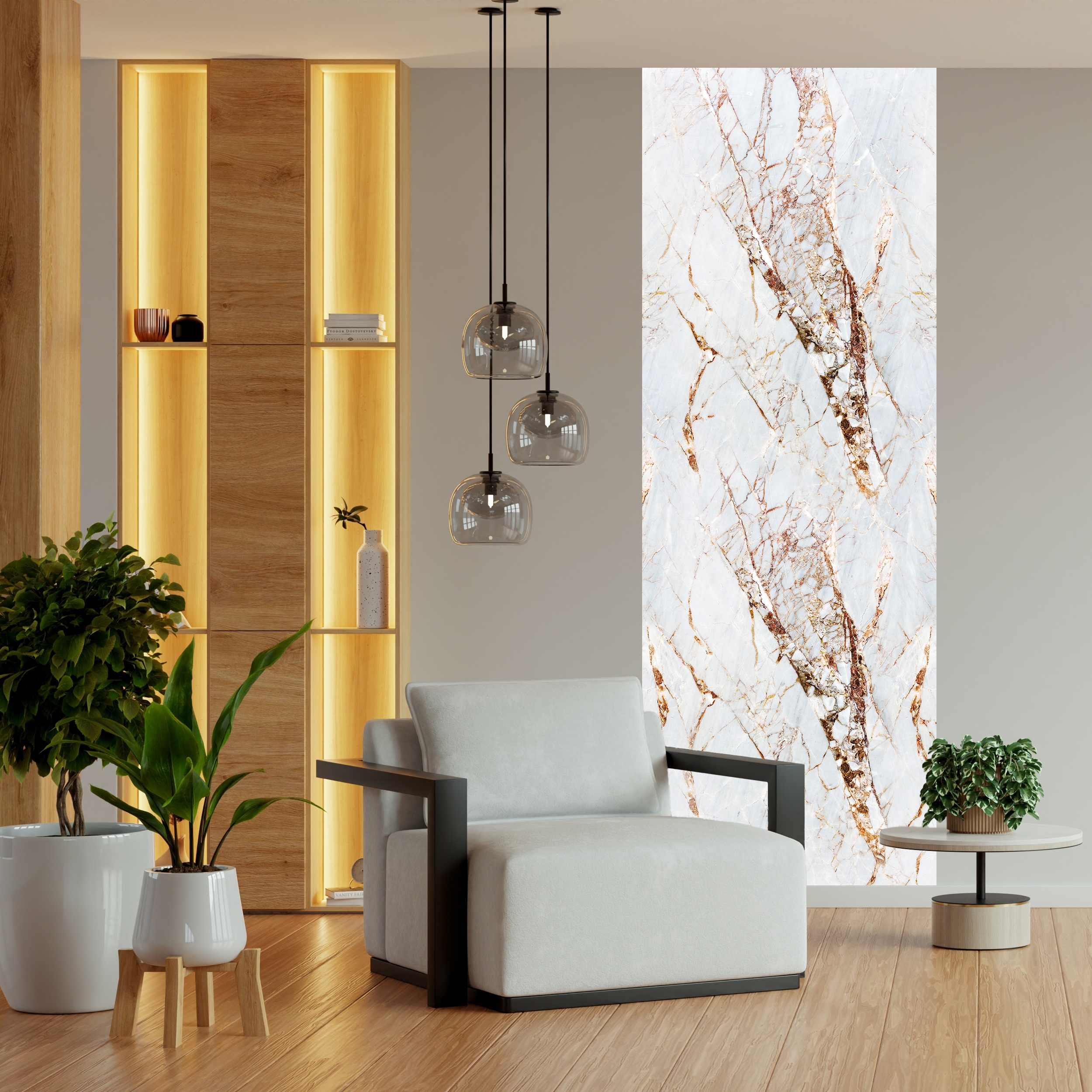 Vinyltapete QUEENCE "Marmor-Weiß", bunt, B:0,9m L:2,5m, Vinyl, Tapeten, 90x250cm, selbstklebend, kinderleichte Anbringung,, Sticker