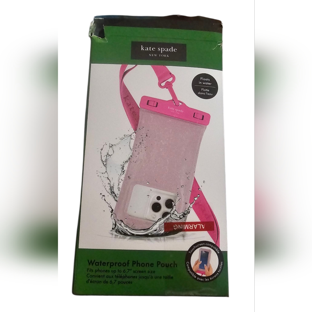 Kate Spade Cell Phones & Accessories | Kate Spade New Pink Sparkily Floating Waterproof Phone Case Phones Up To 6.7" | Color: Pink | Size: 4.53" X 0.53" X 8.27"