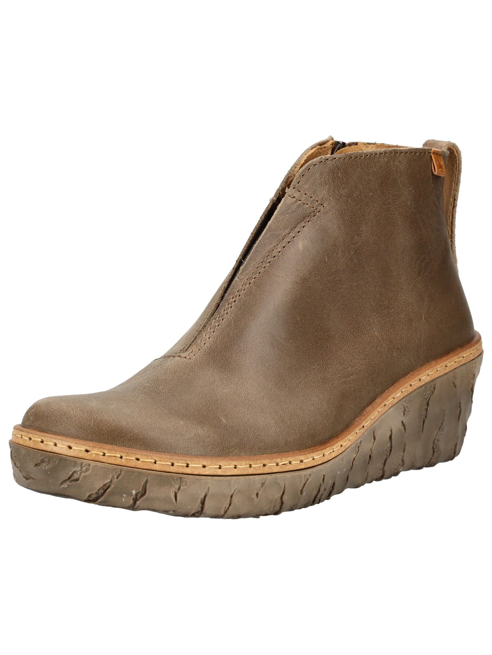 Keilstiefelette EL NATURALISTA "El Naturalista Stiefelette Leder", Damen, Gr. 39, stone, Leder, Schuhe