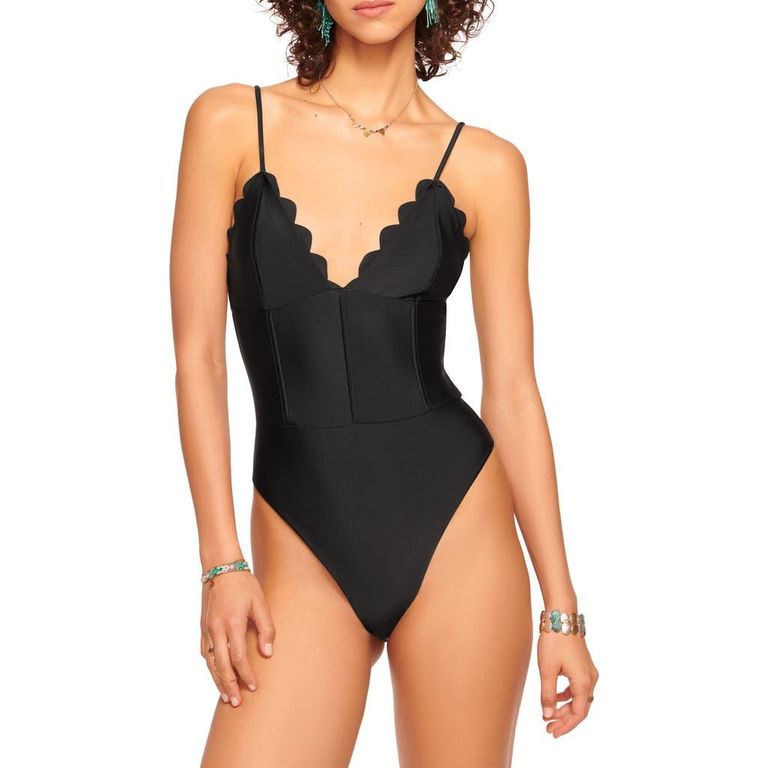 Mikayla Scalloped One-Piece Swimsuit - Black - Ramy Brook Beachwear