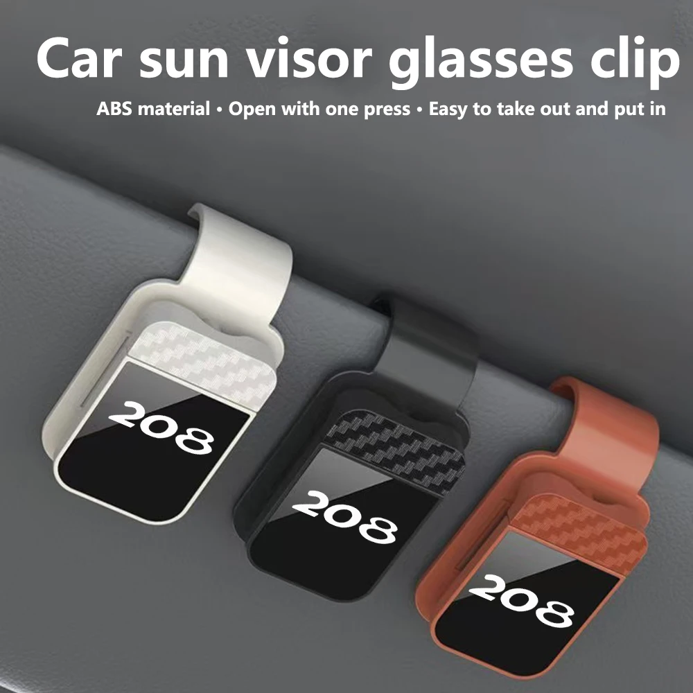 Clip de lunettes de soleil de voiture, porte-lunettes pare-soleil, porte-carte, porte-billet, rangement Stable, cintre pour intérieur de voiture Peugeot 208
