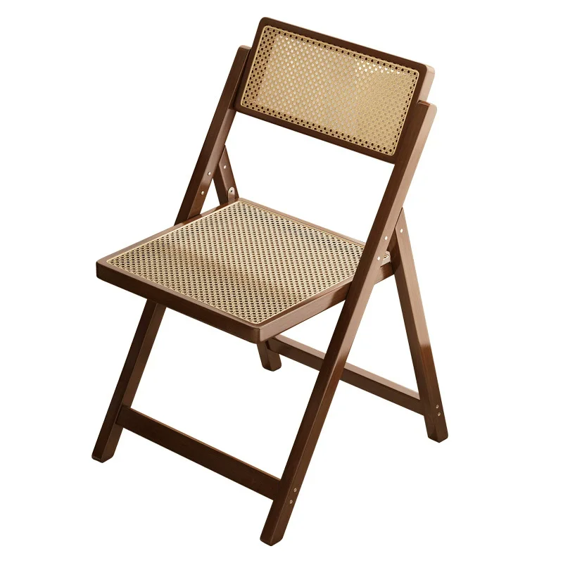 Stapelbare Esszimmerstühle, klappbarer Esszimmerstuhl, Rattan, gewebter Sitz, Balkonmöbel, Terrasse, Sommer-Freizeitstuhl