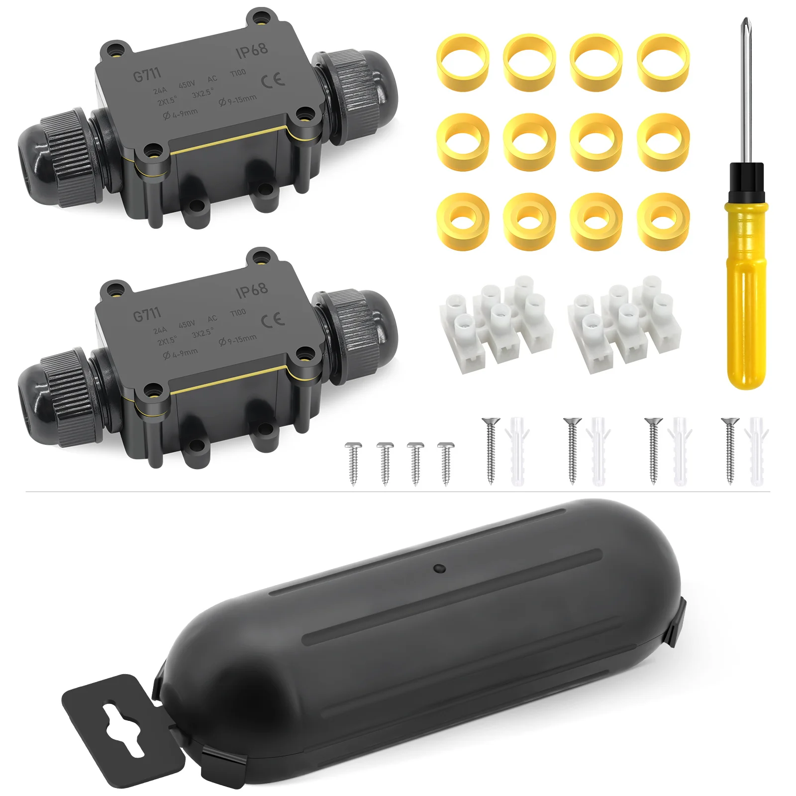 IP68/IP44 hochwasserdichter Kabelanschlusskasten, 5–15 mm universeller Stromanschlusskasten für den Außenbereich für Kabel, flammhemmend Image