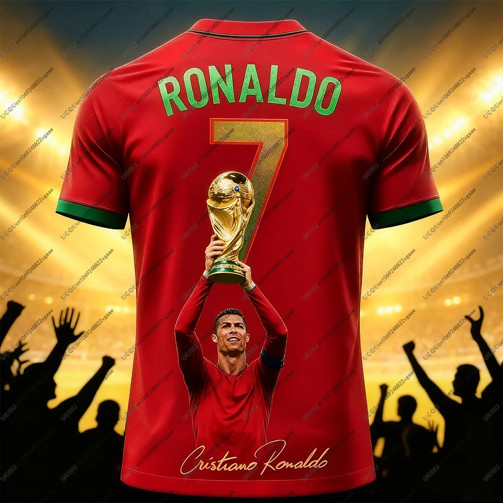 Maglia da calcio Tee Uomo Bambino Maschio Top Traspirante Street Boy Sport Graffiti Cristiano Ronaldo 7 Regalo Top Calcio Maglietta casual