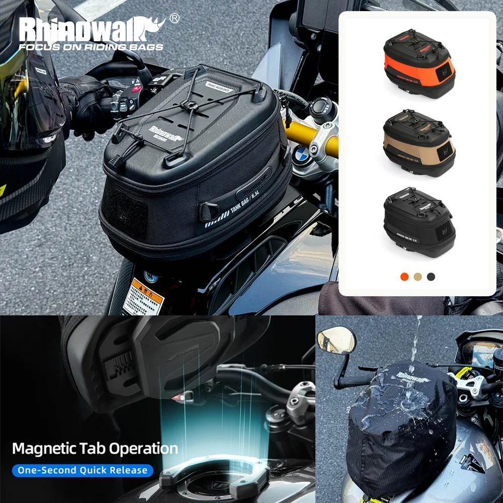 Rhinowalk Motorrad Magnet Tank Tasche Trocken Wasserdicht 6,5 L Quick Realease Anti-diebstahl Tasche Für BMW KTM Beneli HONDA CFMOTO DUCATI Image