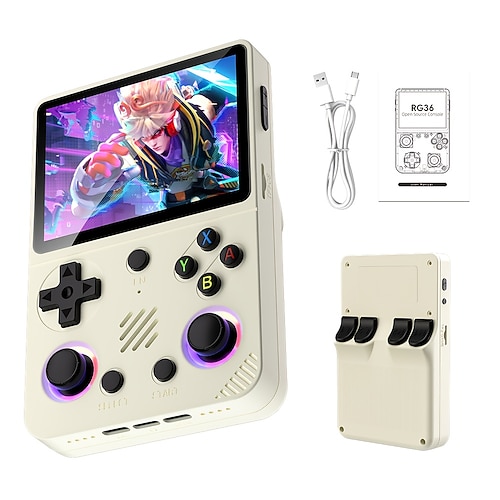 Console di gioco portatile RG36 Pro, chip di gioco professionale, scheda TF da 64 GB, schermo IPS ad alta definizione da 3,5 pollici, doppi joystick e pulsanti 3D, illuminazione a colori RGB, memoria