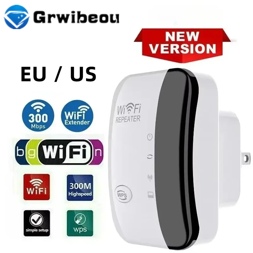 Wifi Repeater Drahtloser Signalverstärker Erweiterter Netzwerkverstärker EU US Home Router 300 m Durch die Wand Schlafzimmer Empfangen Sie sich Umzug Image