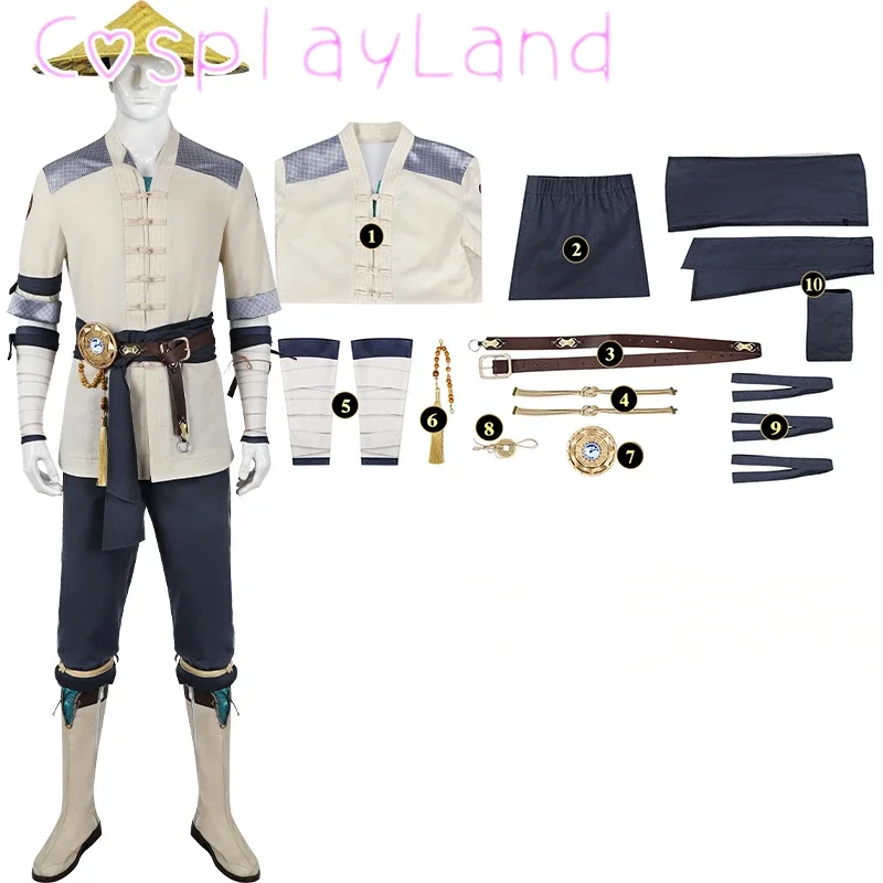 Kombat Cosplay Raiden Cosplay Kostüm Erwachsene Männer Anzug Top Hosen Zubehör Outfit Full Set Benutzerdefinierte Größe Halloween Raiden Kostüm Image