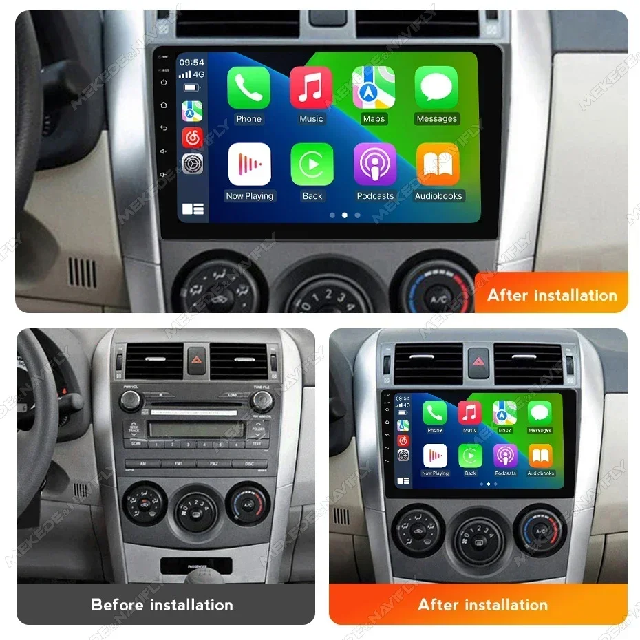 2Din 9 zoll Android 14 Auto Radio für Toyota Corolla E140/150 2006-2013 Carplay Multimedia Player GPS navigation Stereo Kopf Einheit Image