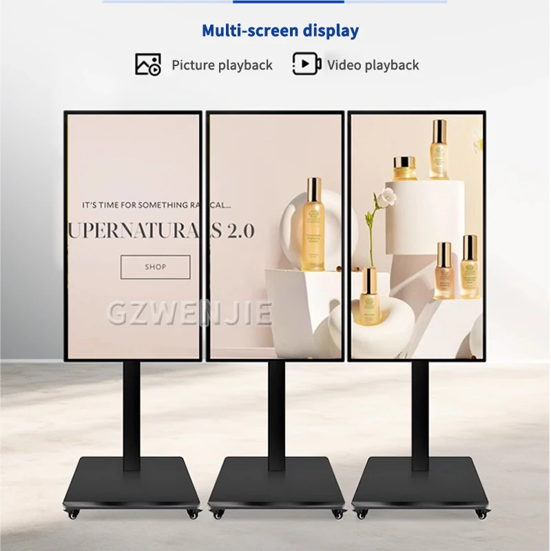 Segnaletica digitale portatile da 43 pollici con display LCD per lettore pubblicitario mobile per interni intelligente Segnaletica digitale per pubblicità Hop