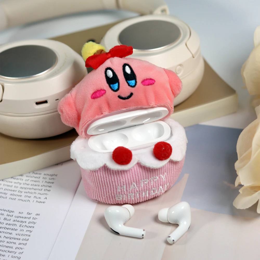 Star Kirby Niedliche Cartoon-Plüschpuppen-Kopfhörerhülle für Airpods 4, 1, 2, 3, Pro 2, 3, kabelloses Bluetooth-Headset, schützende weiche Abdeckung Image