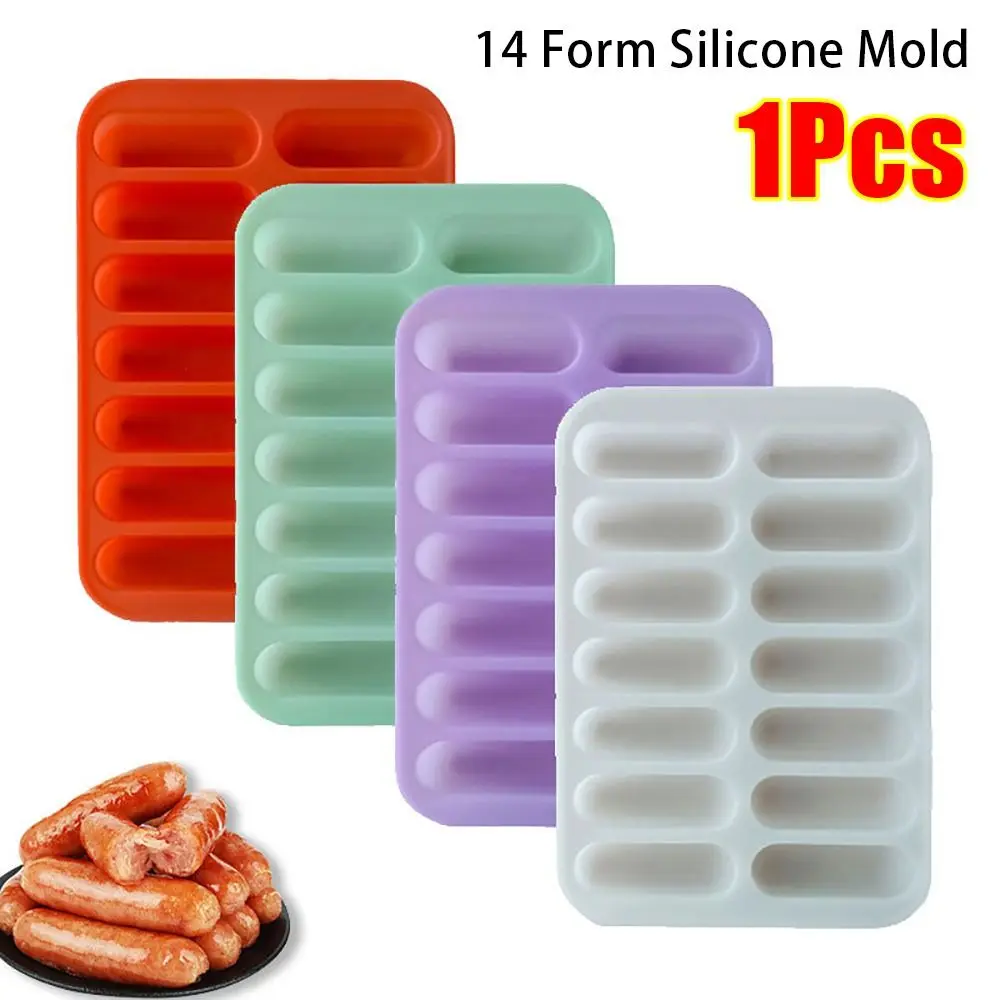 1 Stücke Langlebige Antihaft-Wurstmaschine Form mit Deckel DIY Hot Dog Maker 14 Form Silikonform Kochutensilien Image