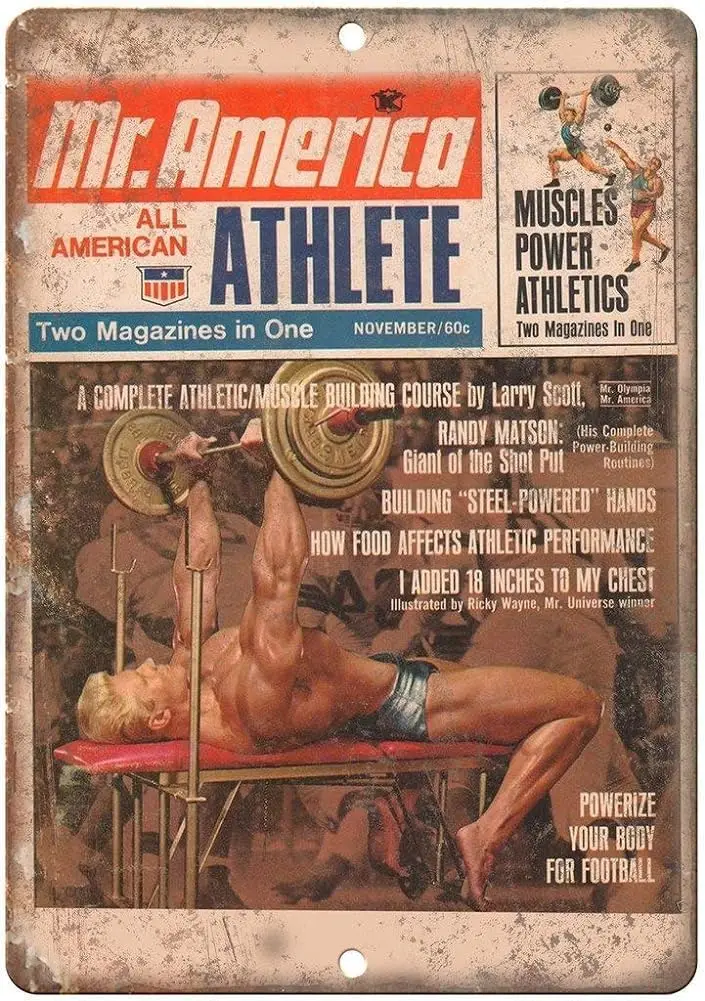 Mr America Magazine Bodybuilding Power Lift Retro Look Metallschild Metallblechschild, Tinsigneua24977 Image