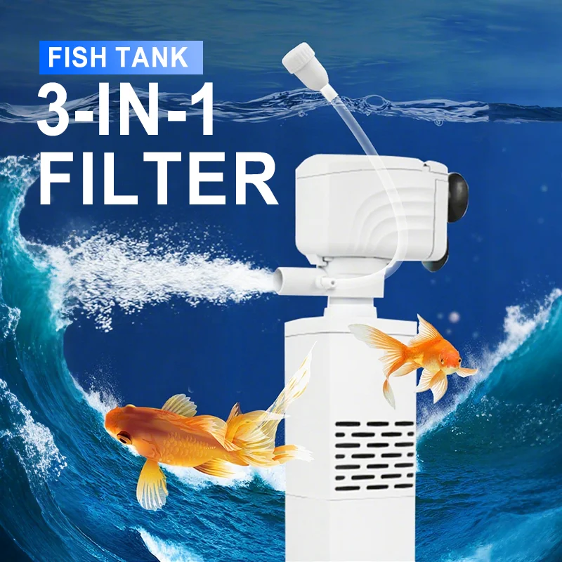 Aquarium Filter 3 in 1 Aquarium Filter Pumpe Zirkulation System Wasser Reinigung Sauerstoff Generator Welle Maker Wasserpumpe 220 V Image