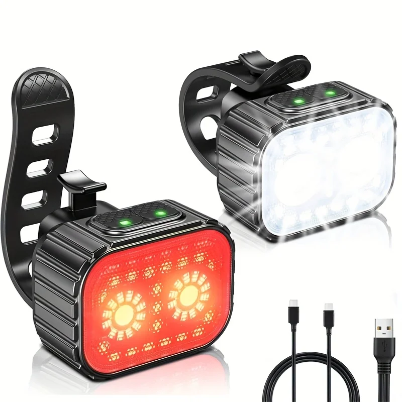 2 luci luci per bicicletta luci a led per bicicletta anteriori e posteriori torcia luci per bicicletta ricaricabili luci per biciclette da strada accessori per biciclette set di luci per biciclette
