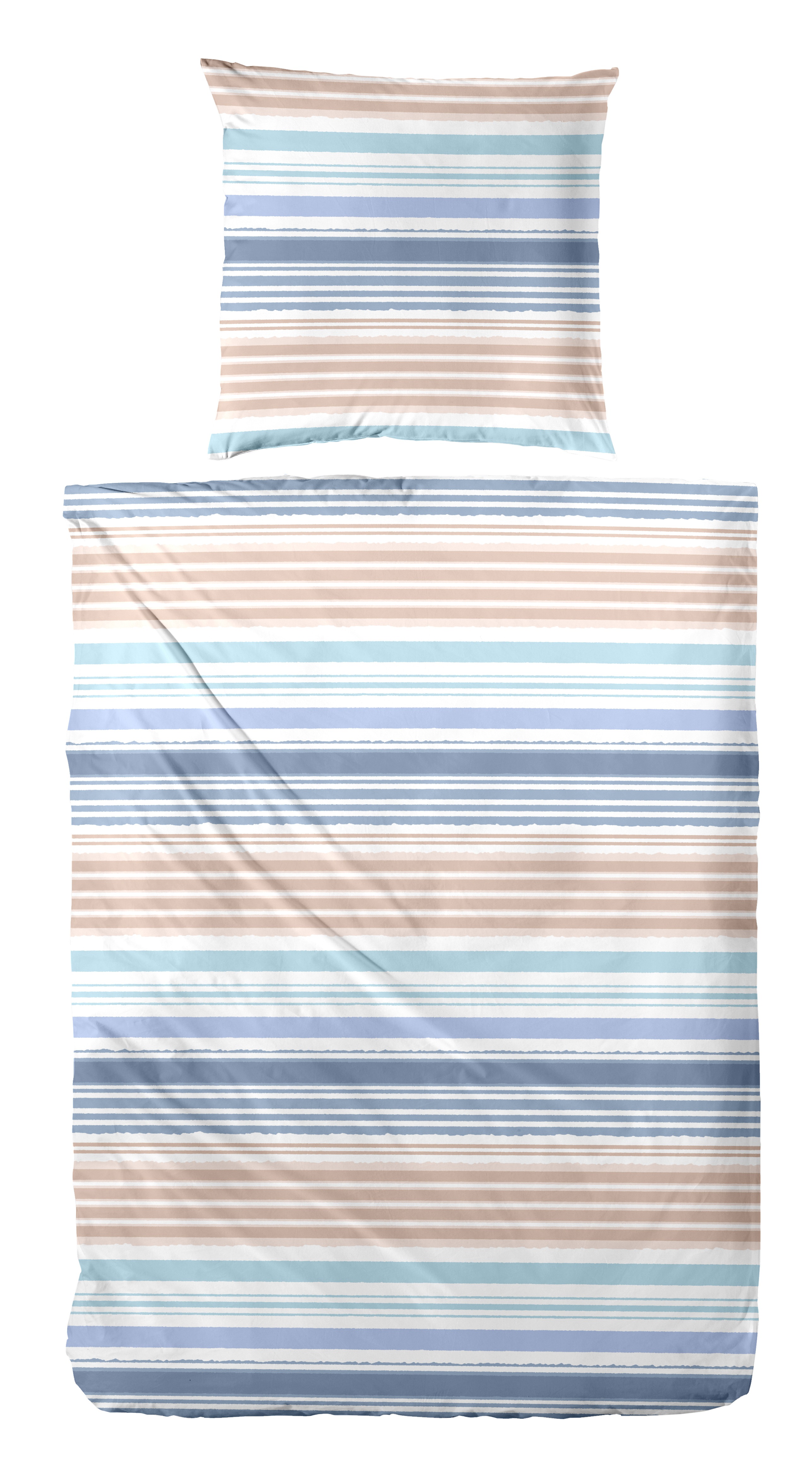 Bettwäsche PRIMERA "Renforce-Bettwäsche Fresh stripe", blau, B/L: 155cm x 220cm, 1 Stk., 1 Stk., Renforcé, B/L: 80cm x 80cm, 2 Stk., Renforcé, Obermaterial: 100% Baumwolle, Bettwäsche, Bettwäsche, mit Streifen Image