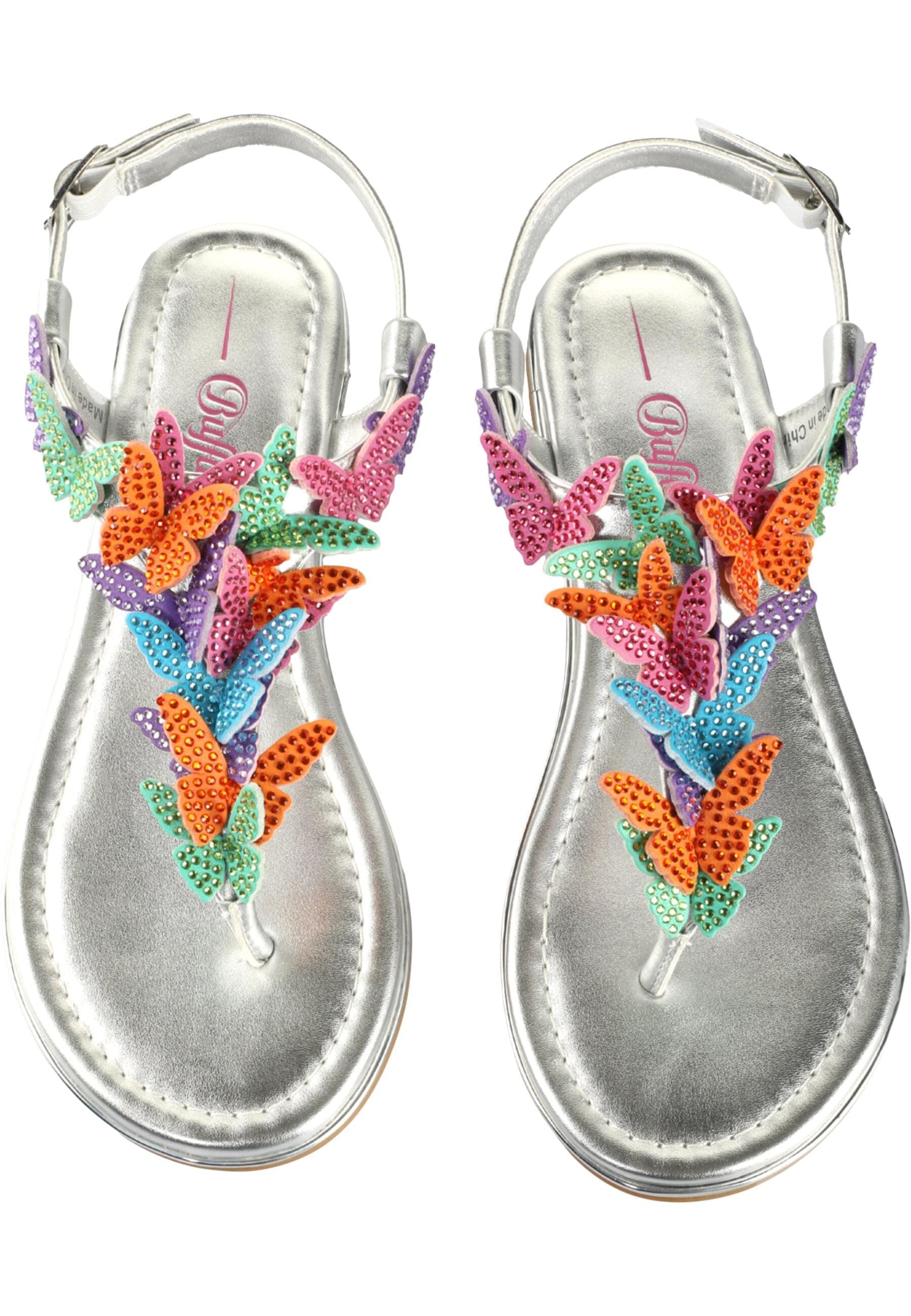 Trainingsschuh BUFFALO "Buffalo CAPRI BUTTERFLY GLAM", Damen, Gr. 36, silber, multi, Polyurethan, Schuhe